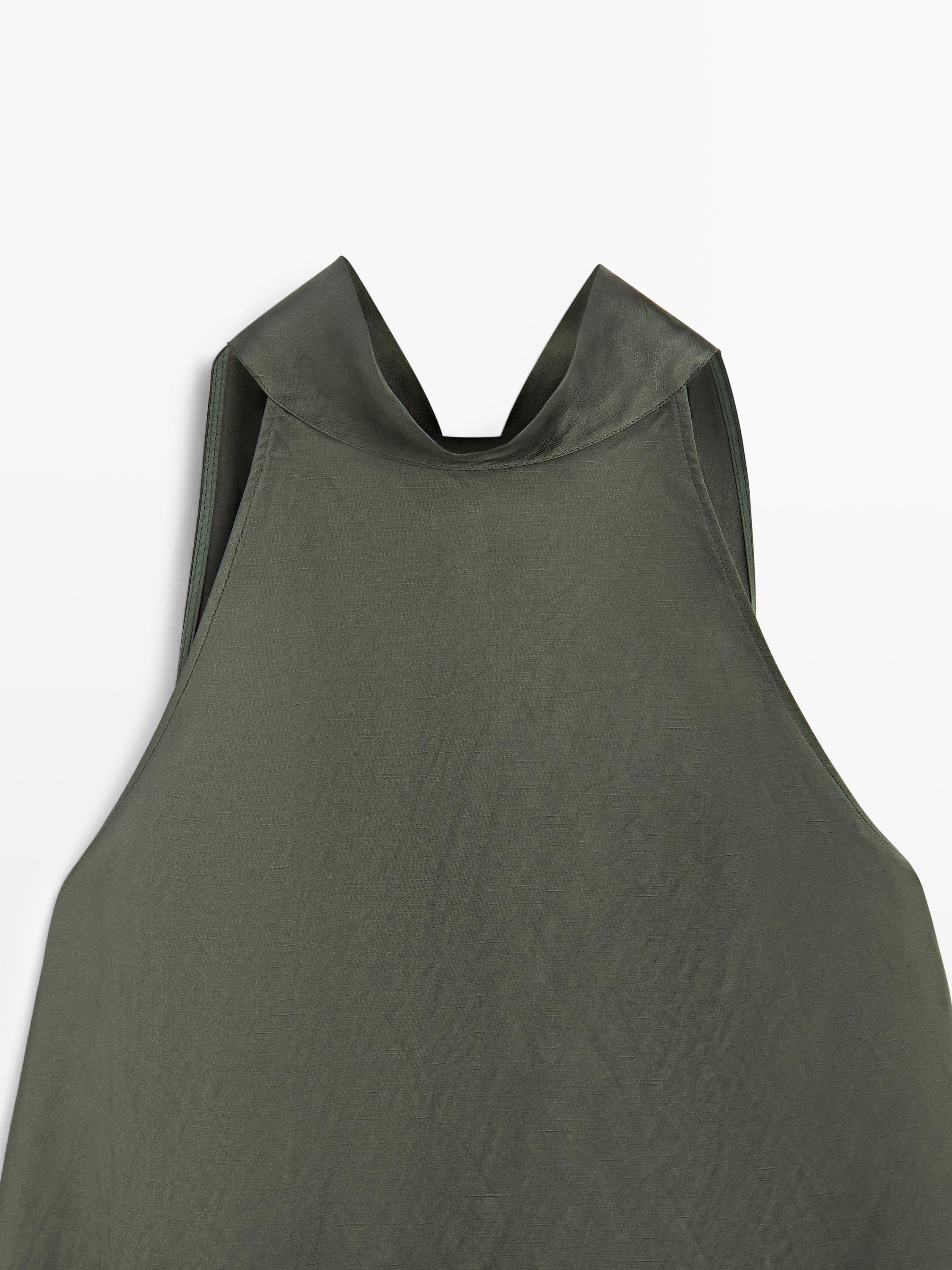 Satin halter top with tie detail